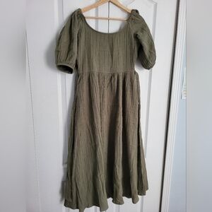 Little Cottonwood Brook Dress In Olive Gauze Size Small